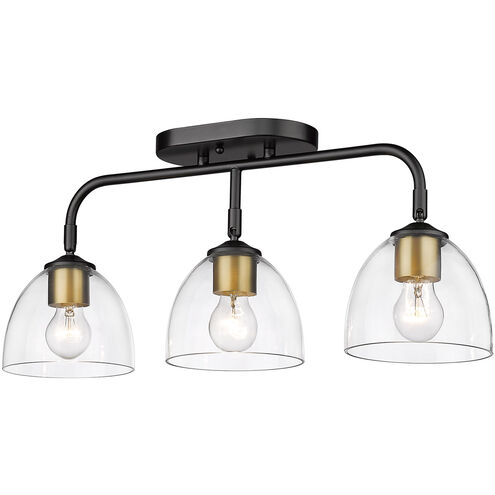 Roxie 3 Light 25 inch Matte Black/Brushed Champagne Bronze Semi-Flush Ceiling Light